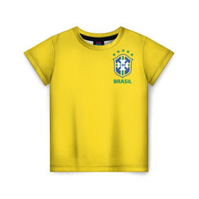 Детская футболка 3D с принтом Бразилия, форма в Санкт-Петербурге, 100% гипоаллергенный полиэфир | прямой крой, круглый вырез горловины, длина до линии бедер, чуть спущенное плечо, ткань немного тянется | Тематика изображения на принте: brazil | uniform | бразильская | конфедерация