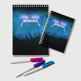 Блокнот с принтом Metallica в Санкт-Петербурге, 100% бумага | 48 листов, плотность листов — 60 г/м2, плотность картонной обложки — 250 г/м2. Листы скреплены удобной пружинной спиралью. Цвет линий — светло-серый
 | band | metal | metallica | music | rock | атрибутика | группа | метал | музыка | рок