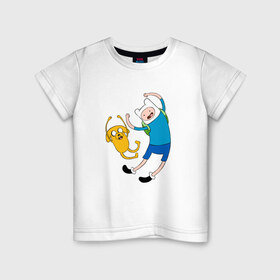 Детская футболка хлопок с принтом Adventure time в Санкт-Петербурге, 100% хлопок | круглый вырез горловины, полуприлегающий силуэт, длина до линии бедер | 
