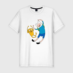 Мужская футболка премиум с принтом Adventure time в Санкт-Петербурге, 92% хлопок, 8% лайкра | приталенный силуэт, круглый вырез ворота, длина до линии бедра, короткий рукав | 