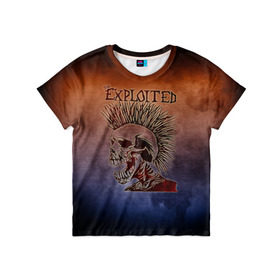 Детская футболка 3D с принтом The Exploited в Санкт-Петербурге, 100% гипоаллергенный полиэфир | прямой крой, круглый вырез горловины, длина до линии бедер, чуть спущенное плечо, ткань немного тянется | band | metal | music | rock | the exploited | атрибутика | группа | метал | музыка | рок