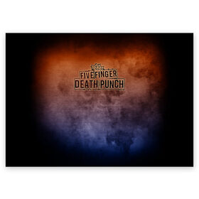 Поздравительная открытка с принтом Five Finger Death Punch в Санкт-Петербурге, 100% бумага | плотность бумаги 280 г/м2, матовая, на обратной стороне линовка и место для марки
 | band | five finger death punch | metal | music | rock | атрибутика | группа | метал | музыка | рок