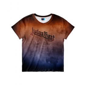 Детская футболка 3D с принтом Judas Priest в Санкт-Петербурге, 100% гипоаллергенный полиэфир | прямой крой, круглый вырез горловины, длина до линии бедер, чуть спущенное плечо, ткань немного тянется | band | judas priest | metal | music | rock | атрибутика | группа | метал | музыка | рок