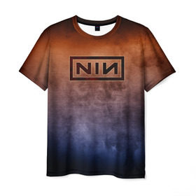 Мужская футболка 3D с принтом Nine Inch Nails в Санкт-Петербурге, 100% полиэфир | прямой крой, круглый вырез горловины, длина до линии бедер | Тематика изображения на принте: band | metal | music | nine inch nails | rock | атрибутика | группа | метал | музыка | рок