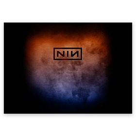 Поздравительная открытка с принтом Nine Inch Nails в Санкт-Петербурге, 100% бумага | плотность бумаги 280 г/м2, матовая, на обратной стороне линовка и место для марки
 | band | metal | music | nine inch nails | rock | атрибутика | группа | метал | музыка | рок