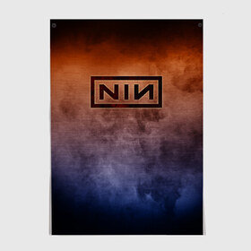 Постер с принтом Nine Inch Nails в Санкт-Петербурге, 100% бумага
 | бумага, плотность 150 мг. Матовая, но за счет высокого коэффициента гладкости имеет небольшой блеск и дает на свету блики, но в отличии от глянцевой бумаги не покрыта лаком | band | metal | music | nine inch nails | rock | атрибутика | группа | метал | музыка | рок