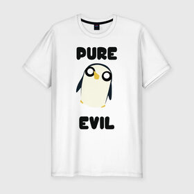 Мужская футболка премиум с принтом Пингвин в Санкт-Петербурге, 92% хлопок, 8% лайкра | приталенный силуэт, круглый вырез ворота, длина до линии бедра, короткий рукав | adventure time | время приключений | гантер | пингвин
