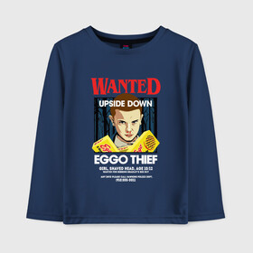 Детский лонгслив хлопок с принтом Wanted Eggo Thief 11 в Санкт-Петербурге, 100% хлопок | круглый вырез горловины, полуприлегающий силуэт, длина до линии бедер | 11 | netflix | stranger | things | бобби | браун | милли | нетфликс | одиннадцать