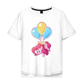 Мужская футболка хлопок Oversize с принтом Chibi Pinkie Pie в Санкт-Петербурге, 100% хлопок | свободный крой, круглый ворот, “спинка” длиннее передней части | Тематика изображения на принте: cartoon | chibi | fim | mlp | mult | my little pony | pinkie | pinkie pie | pony | млп | пинки пай | пони