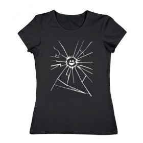 Женская футболка хлопок с принтом Smile в Санкт-Петербурге, 100% хлопок | прямой крой, круглый вырез горловины, длина до линии бедер, слегка спущенное плечо | black mirror | черное зеркало