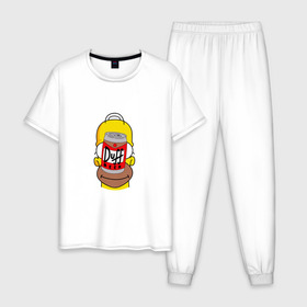 Мужская пижама хлопок с принтом Homer в Санкт-Петербурге, 100% хлопок | брюки и футболка прямого кроя, без карманов, на брюках мягкая резинка на поясе и по низу штанин
 | Тематика изображения на принте: duff beer | simpsons | гомер