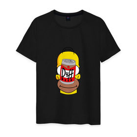 Мужская футболка хлопок с принтом Homer в Санкт-Петербурге, 100% хлопок | прямой крой, круглый вырез горловины, длина до линии бедер, слегка спущенное плечо. | duff beer | simpsons | гомер