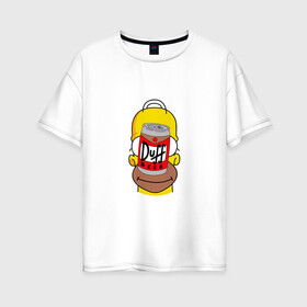 Женская футболка хлопок Oversize с принтом Homer в Санкт-Петербурге, 100% хлопок | свободный крой, круглый ворот, спущенный рукав, длина до линии бедер
 | duff beer | simpsons | гомер