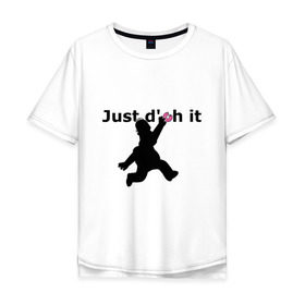 Мужская футболка хлопок Oversize с принтом Just Doh It в Санкт-Петербурге, 100% хлопок | свободный крой, круглый ворот, “спинка” длиннее передней части | doh | donut | homer | simpsons | гомер | пончик
