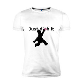 Мужская футболка премиум с принтом Just Doh It в Санкт-Петербурге, 92% хлопок, 8% лайкра | приталенный силуэт, круглый вырез ворота, длина до линии бедра, короткий рукав | doh | donut | homer | simpsons | гомер | пончик