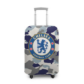 Чехол для чемодана 3D с принтом FC Chelsea Camouflage в Санкт-Петербурге, 86% полиэфир, 14% спандекс | двустороннее нанесение принта, прорези для ручек и колес | 