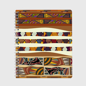 Тетрадь с принтом Африканская мозаика в Санкт-Петербурге, 100% бумага | 48 листов, плотность листов — 60 г/м2, плотность картонной обложки — 250 г/м2. Листы скреплены сбоку удобной пружинной спиралью. Уголки страниц и обложки скругленные. Цвет линий — светло-серый
 | afrika | pattern | африка | африканские мотивы | африканские узоры | солнце | узор | этника | южный континент