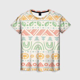 Женская футболка 3D с принтом Africa в Санкт-Петербурге, 100% полиэфир ( синтетическое хлопкоподобное полотно) | прямой крой, круглый вырез горловины, длина до линии бедер | afrika | pattern | африка | африканские мотивы | африканские узоры | солнце | узор | этника | южный континент