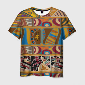 Мужская футболка 3D с принтом Africa Style в Санкт-Петербурге, 100% полиэфир | прямой крой, круглый вырез горловины, длина до линии бедер | afrika | pattern | африка | африканские мотивы | африканские узоры | солнце | узор | этника | южный континент