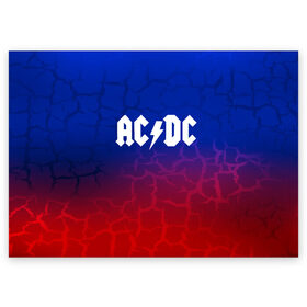 Поздравительная открытка с принтом AC/DC angel&devil в Санкт-Петербурге, 100% бумага | плотность бумаги 280 г/м2, матовая, на обратной стороне линовка и место для марки
 | Тематика изображения на принте: ac dc | logo | music | pop | rock | usa | альтернатива | америка | металл | музыка | музыкальный | поп | рок