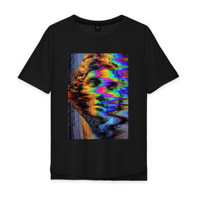 Мужская футболка хлопок Oversize с принтом Pixel art в Санкт-Петербурге, 100% хлопок | свободный крой, круглый ворот, “спинка” длиннее передней части |  vaporwave | вебпанк | пиксель | скульптура