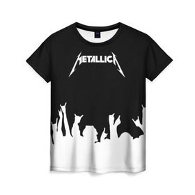 Женская футболка 3D с принтом Metallica в Санкт-Петербурге, 100% полиэфир ( синтетическое хлопкоподобное полотно) | прямой крой, круглый вырез горловины, длина до линии бедер | metallica | группа | джеймс хэтфилд | кирк хэмметт | ларс ульрих | метал | металика | металлика | миталика | музыка | роберт трухильо | рок | трэш | трэшметал | хард | хардрок | хеви | хевиметал