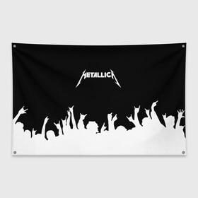 Флаг-баннер с принтом Metallica в Санкт-Петербурге, 100% полиэстер | размер 67 х 109 см, плотность ткани — 95 г/м2; по краям флага есть четыре люверса для крепления | metallica | группа | джеймс хэтфилд | кирк хэмметт | ларс ульрих | метал | металика | металлика | миталика | музыка | роберт трухильо | рок | трэш | трэшметал | хард | хардрок | хеви | хевиметал