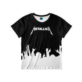 Детская футболка 3D с принтом Metallica в Санкт-Петербурге, 100% гипоаллергенный полиэфир | прямой крой, круглый вырез горловины, длина до линии бедер, чуть спущенное плечо, ткань немного тянется | Тематика изображения на принте: metallica | группа | джеймс хэтфилд | кирк хэмметт | ларс ульрих | метал | металика | металлика | миталика | музыка | роберт трухильо | рок | трэш | трэшметал | хард | хардрок | хеви | хевиметал