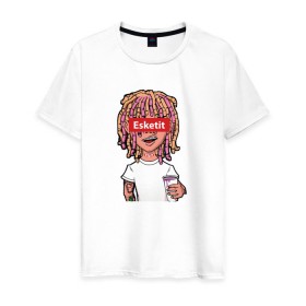 Мужская футболка хлопок с принтом Lil Pump в Санкт-Петербурге, 100% хлопок | прямой крой, круглый вырез горловины, длина до линии бедер, слегка спущенное плечо. | esketit | face | lil pump | rap | эшкере | эщкере