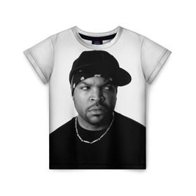 Детская футболка 3D с принтом Ice Cube в Санкт-Петербурге, 100% гипоаллергенный полиэфир | прямой крой, круглый вырез горловины, длина до линии бедер, чуть спущенное плечо, ткань немного тянется | cube | hiphop | ice | legend | nwa | rap | рэп