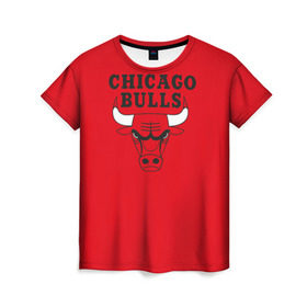 Женская футболка 3D с принтом Chicago Bulls в Санкт-Петербурге, 100% полиэфир ( синтетическое хлопкоподобное полотно) | прямой крой, круглый вырез горловины, длина до линии бедер | bulls | chicago | chicago bulls | nba | баскетбол | буллз | нба | чикаго буллз