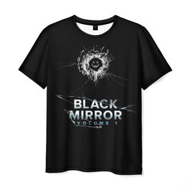 Мужская футболка 3D с принтом Black mirror в Санкт-Петербурге, 100% полиэфир | прямой крой, круглый вырез горловины, длина до линии бедер | Тематика изображения на принте: 