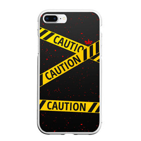 Чехол для iPhone 7Plus/8 Plus матовый с принтом Caution Style в Санкт-Петербурге, Силикон | Область печати: задняя сторона чехла, без боковых панелей | blood | caution | street | tape | urban | брызги | кровь | лента | опасный | скотч | улица | урбан