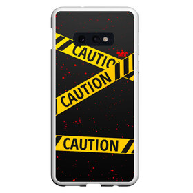 Чехол для Samsung S10E с принтом Caution Style в Санкт-Петербурге, Силикон | Область печати: задняя сторона чехла, без боковых панелей | blood | caution | street | tape | urban | брызги | кровь | лента | опасный | скотч | улица | урбан