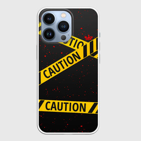 Чехол для iPhone 13 Pro с принтом Caution Style в Санкт-Петербурге,  |  | blood | caution | street | tape | urban | брызги | кровь | лента | опасный | скотч | улица | урбан