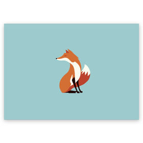 Поздравительная открытка с принтом Лисичка минималистичная в Санкт-Петербурге, 100% бумага | плотность бумаги 280 г/м2, матовая, на обратной стороне линовка и место для марки
 | firefox | fox | low | lowpoly | poly | redfox | лис | лиса | лисица | лисонька | лоуполи | минимализм | огнелис