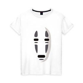 Женская футболка хлопок с принтом Безликий Бог Каонаси_2 в Санкт-Петербурге, 100% хлопок | прямой крой, круглый вырез горловины, длина до линии бедер, слегка спущенное плечо | аниме | миядзаки | унесенные призраками