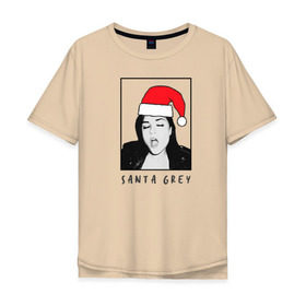 Мужская футболка хлопок Oversize с принтом Sasha Grey (Santa) в Санкт-Петербурге, 100% хлопок | свободный крой, круглый ворот, “спинка” длиннее передней части | Тематика изображения на принте: brazzers | sasha gray | sasha grey | бразерс | браззерс | саша грей | саша грэй