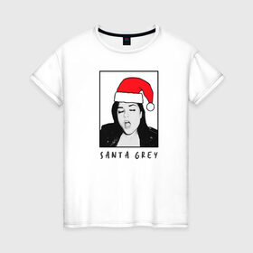 Женская футболка хлопок с принтом Sasha Grey (Santa) в Санкт-Петербурге, 100% хлопок | прямой крой, круглый вырез горловины, длина до линии бедер, слегка спущенное плечо | brazzers | sasha gray | sasha grey | бразерс | браззерс | саша грей | саша грэй