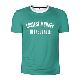 Мужская футболка 3D спортивная с принтом Coolest monkey in the jungle в Санкт-Петербурге, 100% полиэстер с улучшенными характеристиками | приталенный силуэт, круглая горловина, широкие плечи, сужается к линии бедра | blackface | блэкфэйс | в джунглях | крутая | обезьяна | самая крутая обезьяна