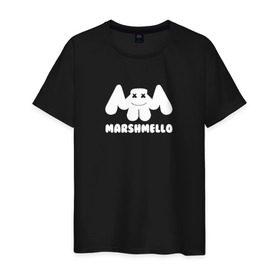Мужская футболка хлопок с принтом Marshmello в Санкт-Петербурге, 100% хлопок | прямой крой, круглый вырез горловины, длина до линии бедер, слегка спущенное плечо. | edm | marshmello