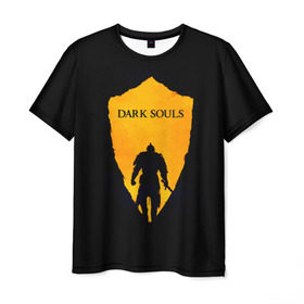 Мужская футболка 3D с принтом Dark Souls в Санкт-Петербурге, 100% полиэфир | прямой крой, круглый вырез горловины, длина до линии бедер | Тематика изображения на принте: dark | souls | дракон | души | игра | лордран | темные