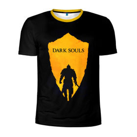 Мужская футболка 3D спортивная с принтом Dark Souls в Санкт-Петербурге, 100% полиэстер с улучшенными характеристиками | приталенный силуэт, круглая горловина, широкие плечи, сужается к линии бедра | Тематика изображения на принте: dark | souls | дракон | души | игра | лордран | темные