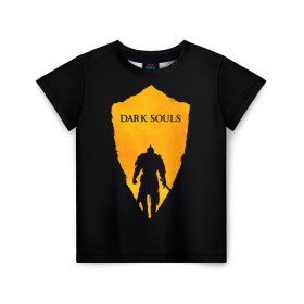 Детская футболка 3D с принтом Dark Souls в Санкт-Петербурге, 100% гипоаллергенный полиэфир | прямой крой, круглый вырез горловины, длина до линии бедер, чуть спущенное плечо, ткань немного тянется | dark | souls | дракон | души | игра | лордран | темные