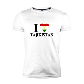 Мужская футболка премиум с принтом Я люблю Таджикистан в Санкт-Петербурге, 92% хлопок, 8% лайкра | приталенный силуэт, круглый вырез ворота, длина до линии бедра, короткий рукав | tajik | tajikisan | tj | tjk | таджик | таджики | таджикистан | точикон
