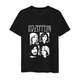 Мужская футболка хлопок с принтом Группа Led Zeppelin в Санкт-Петербурге, 100% хлопок | прямой крой, круглый вырез горловины, длина до линии бедер, слегка спущенное плечо. | led | led zeppelin | блюз | группа | джимми пейдж | джон генри бонэм | джон пол джонс | лед зепелен | лед зеппелин | метал | роберт плант | рок | тяжелый | фолк | хард | хардрок | хеви | хевиметал