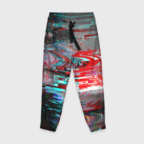 Детские брюки 3D с принтом Абстрактное искажение в Санкт-Петербурге, 100% полиэстер | манжеты по низу, эластичный пояс регулируется шнурком, по бокам два кармана без застежек, внутренняя часть кармана из мелкой сетки | глитч | глич | линии | полосы | разноцветный