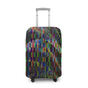 Чехол для чемодана 3D с принтом Цветная иллюзия в Санкт-Петербурге, 86% полиэфир, 14% спандекс | двустороннее нанесение принта, прорези для ручек и колес | глитч | глич | линии | полосы | разноцветный