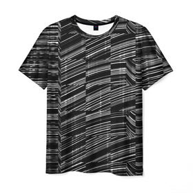 Мужская футболка 3D с принтом Серая штриховка в Санкт-Петербурге, 100% полиэфир | прямой крой, круглый вырез горловины, длина до линии бедер | abstraction | color | optical | pattern | tie dye | абстракция | краска | краски | линии | оптический | паттерн | полосы | психоделика | узор
