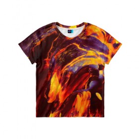 Детская футболка 3D с принтом Fire в Санкт-Петербурге, 100% гипоаллергенный полиэфир | прямой крой, круглый вырез горловины, длина до линии бедер, чуть спущенное плечо, ткань немного тянется | abstract | color | colourful | абстракция | жара | лето | огонь | пламя | цвет | цветастый | цветной